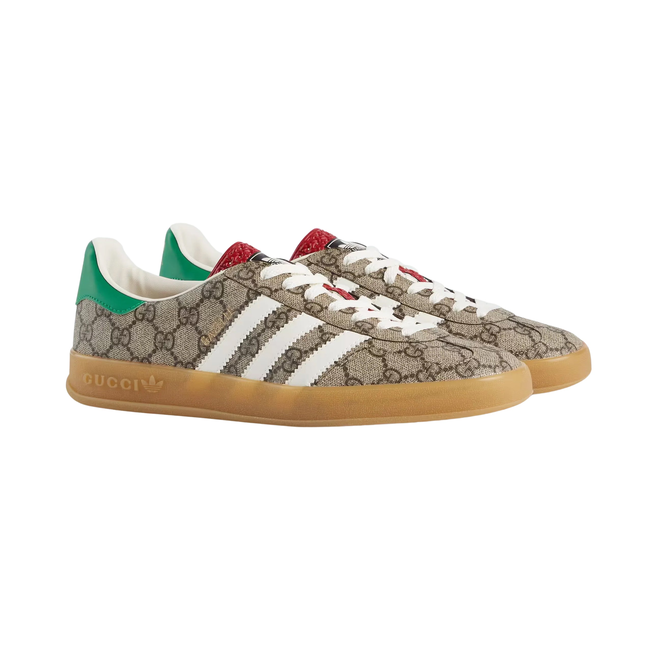 Sneakers Adidas Gazelle x Gucci Beige con Monogramma GG e Suola Gum