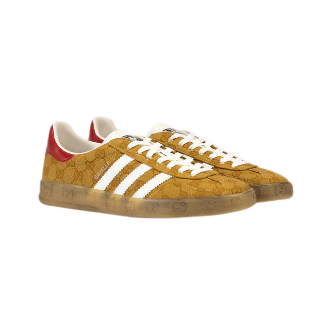 Sneakers Adidas Gazelle x Gucci Giallo Ocra con Monogramma GG