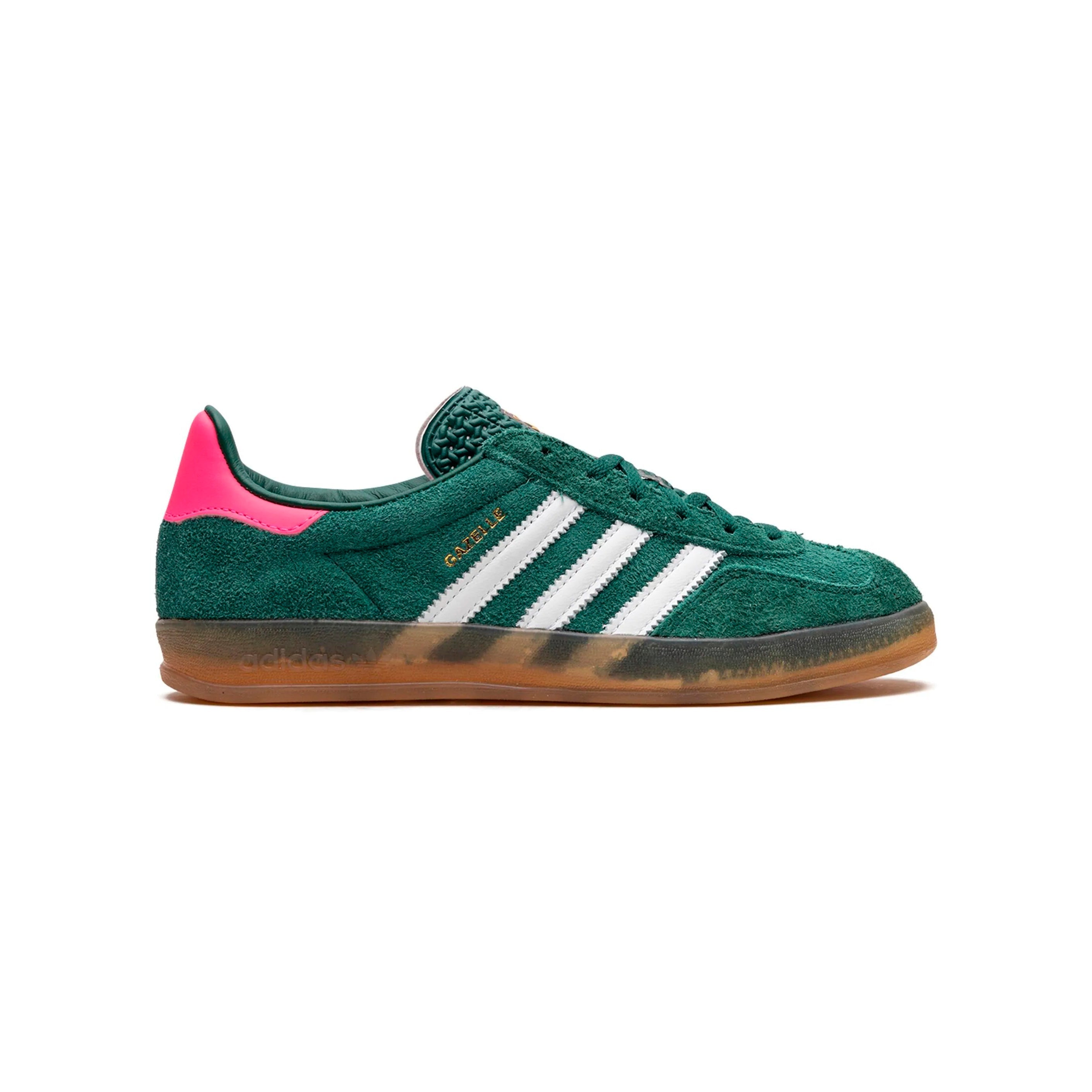 Sneakers Adidas Gazelle Indoor Verde con Dettagli Rosa e Bianche in Suede