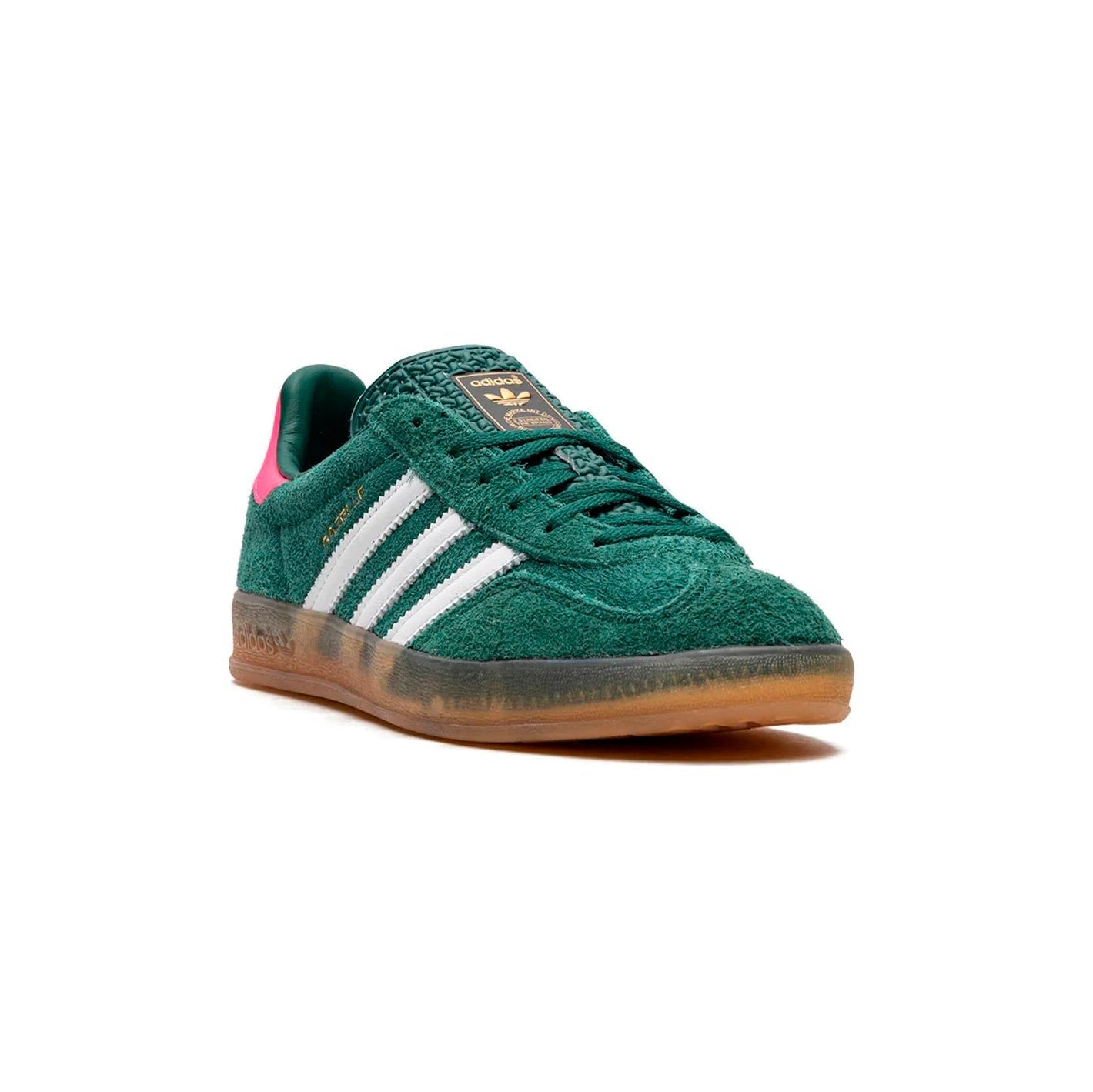 Sneakers Adidas Gazelle Indoor Verde con Dettagli Rosa e Bianche in Suede
