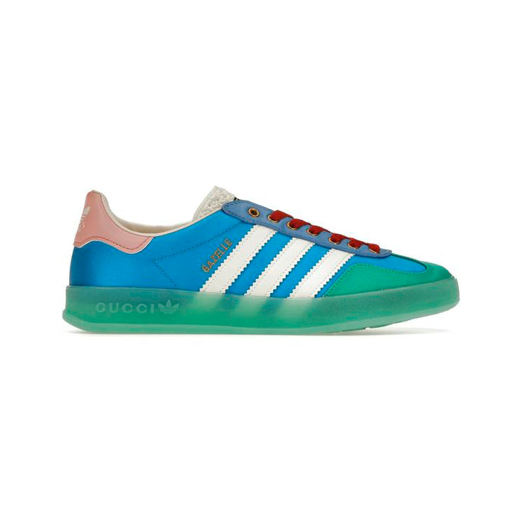 Sneakers Adidas Gazelle x Gucci Multicolor Blu Verde con Suola Trasparente