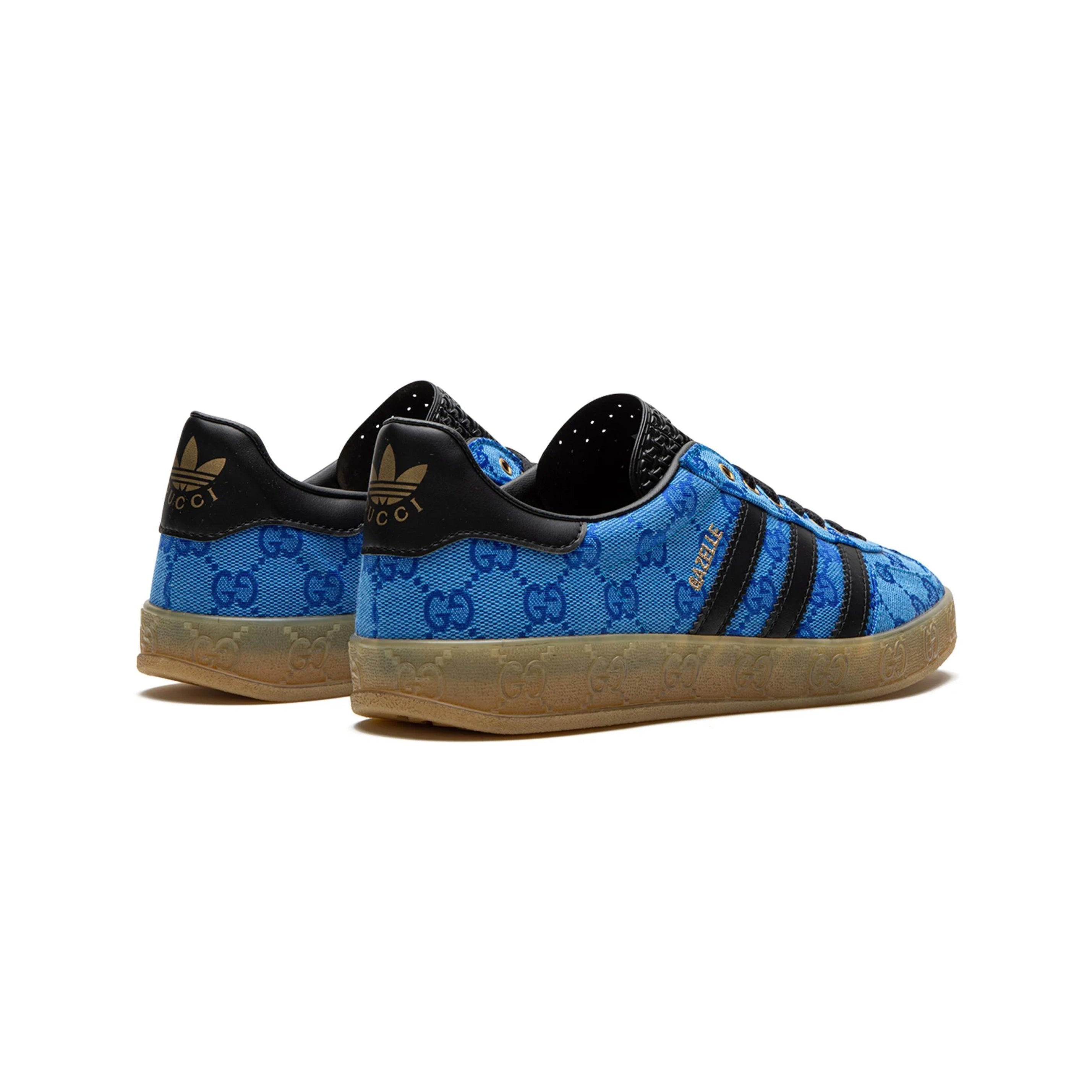 Sneakers Adidas Gazelle x Gucci Blu con Monogramma GG e Dettagli Neri