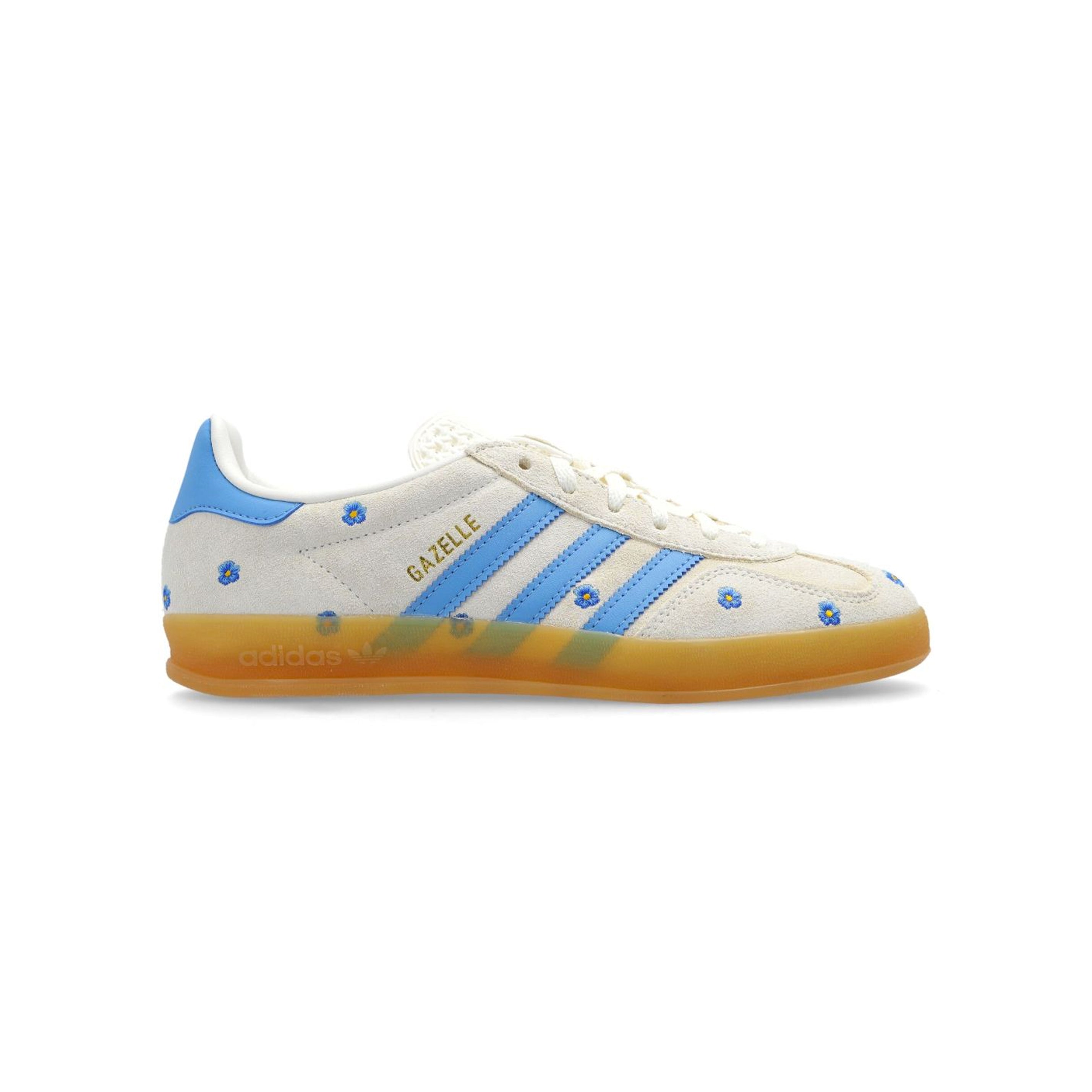 Sneakers Adidas Gazelle Indoor Fiori Blu e Bianche in Suede