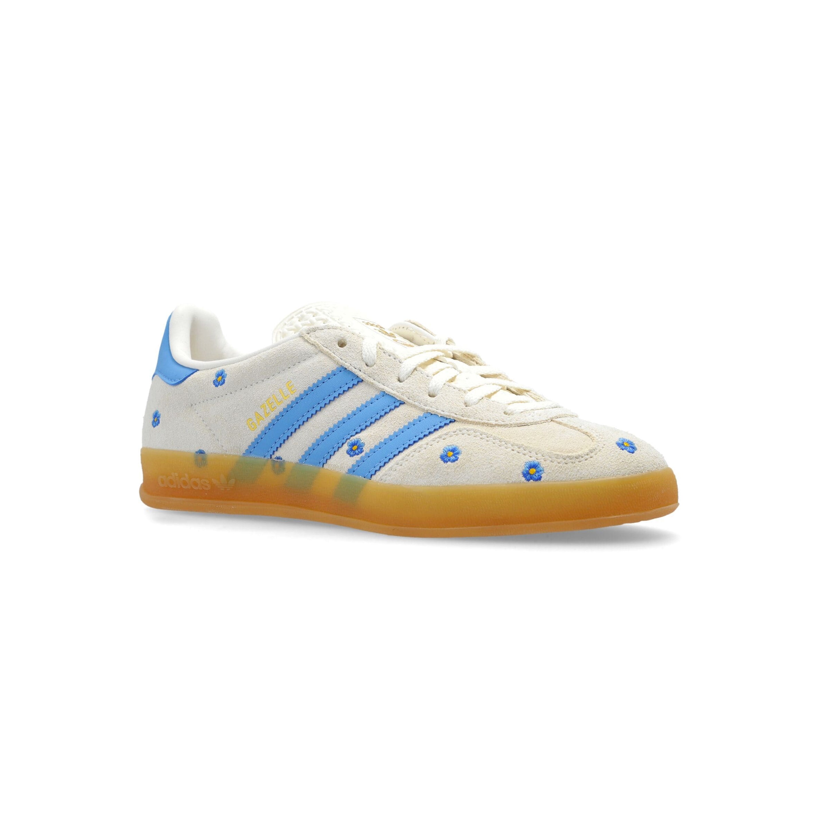 Sneakers Adidas Gazelle Indoor Fiori Blu e Bianche in Suede
