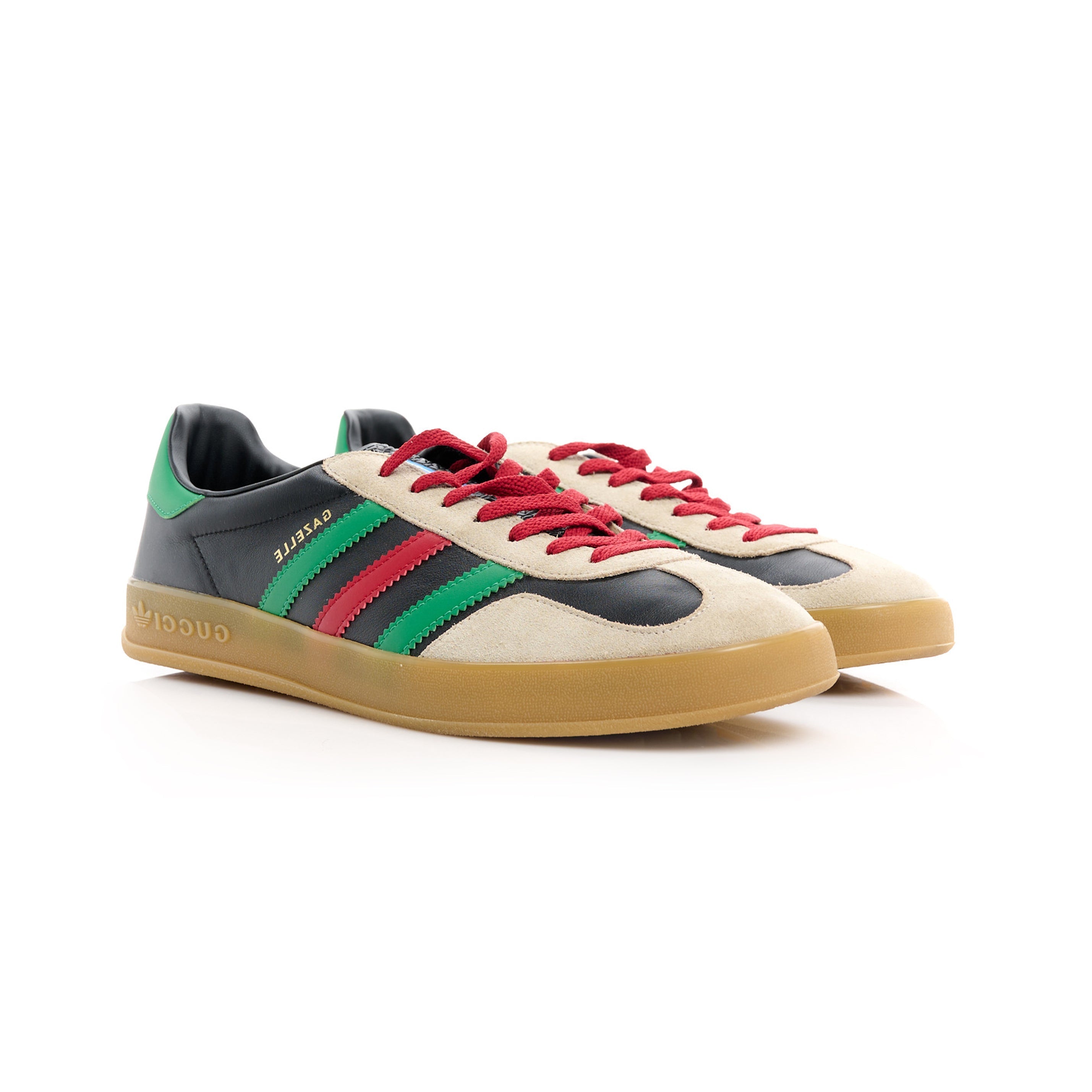Sneakers Adidas Gazelle x Gucci Nere con Dettagli Rossi e Verdi in Suede
