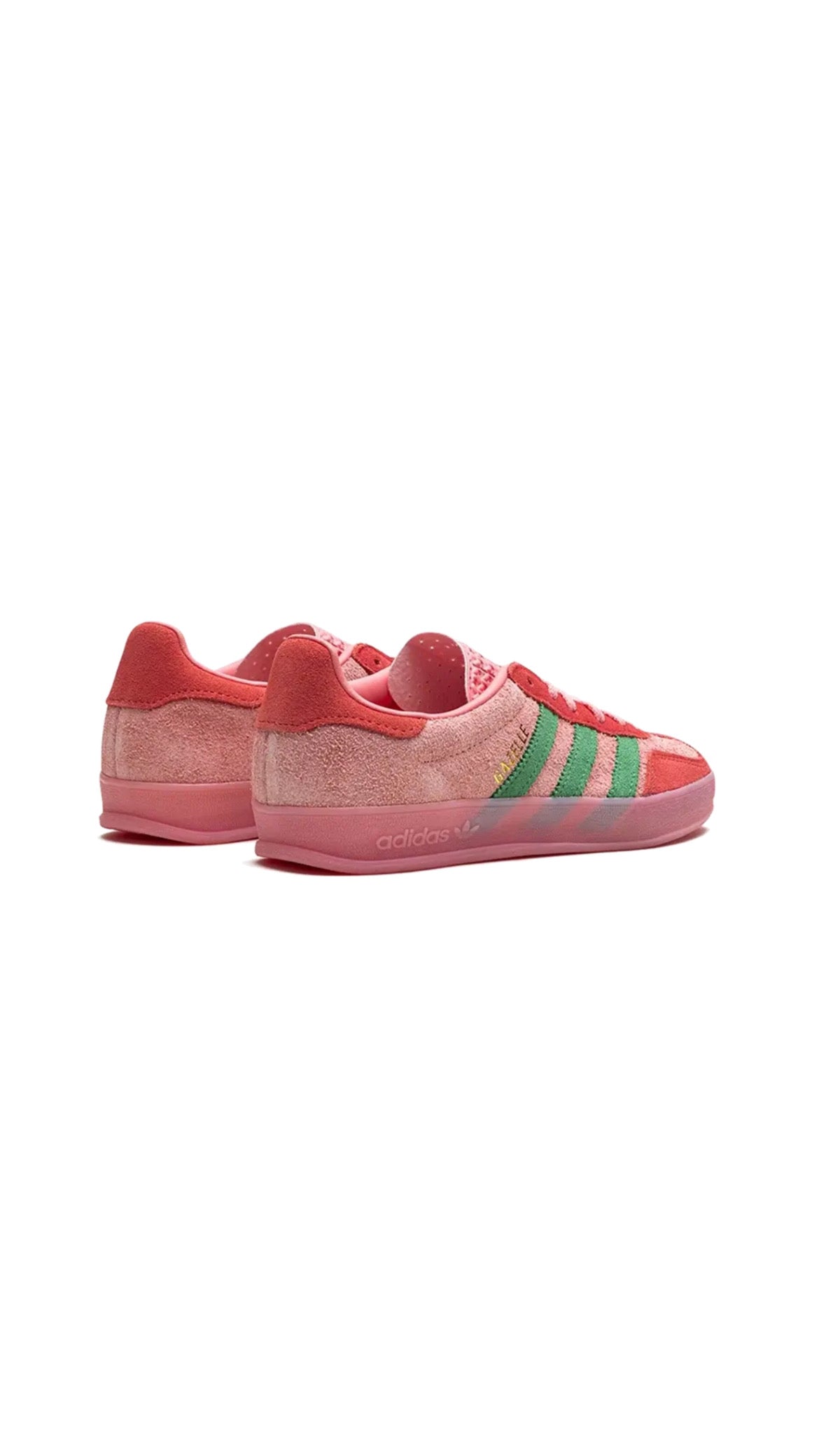 Sneakers Adidas Gazelle Indoor Rosa con Dettagli Verde e Suola Rosa
