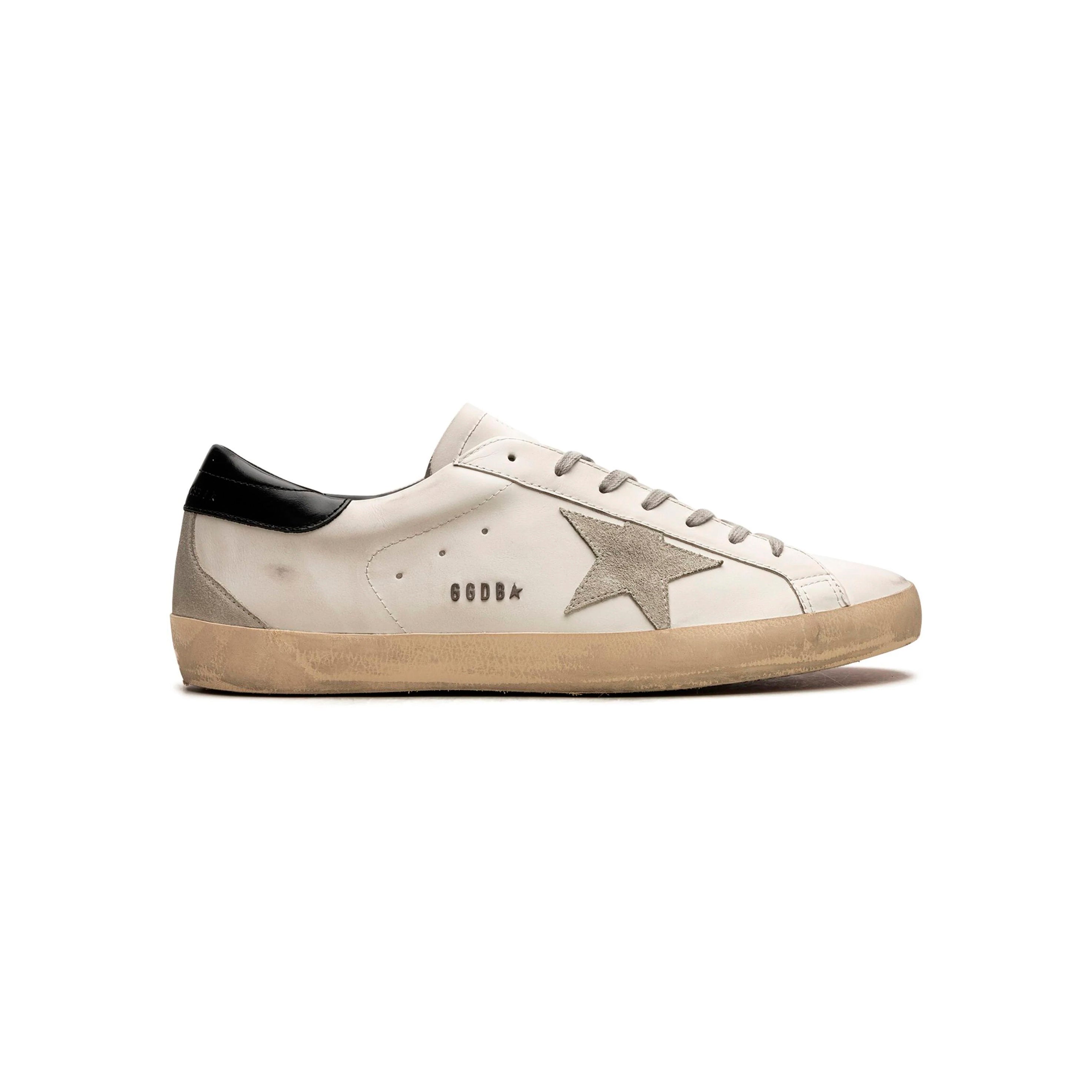 Golden Goose Super Star Bianche con Dettagli Neri e Stella Argento