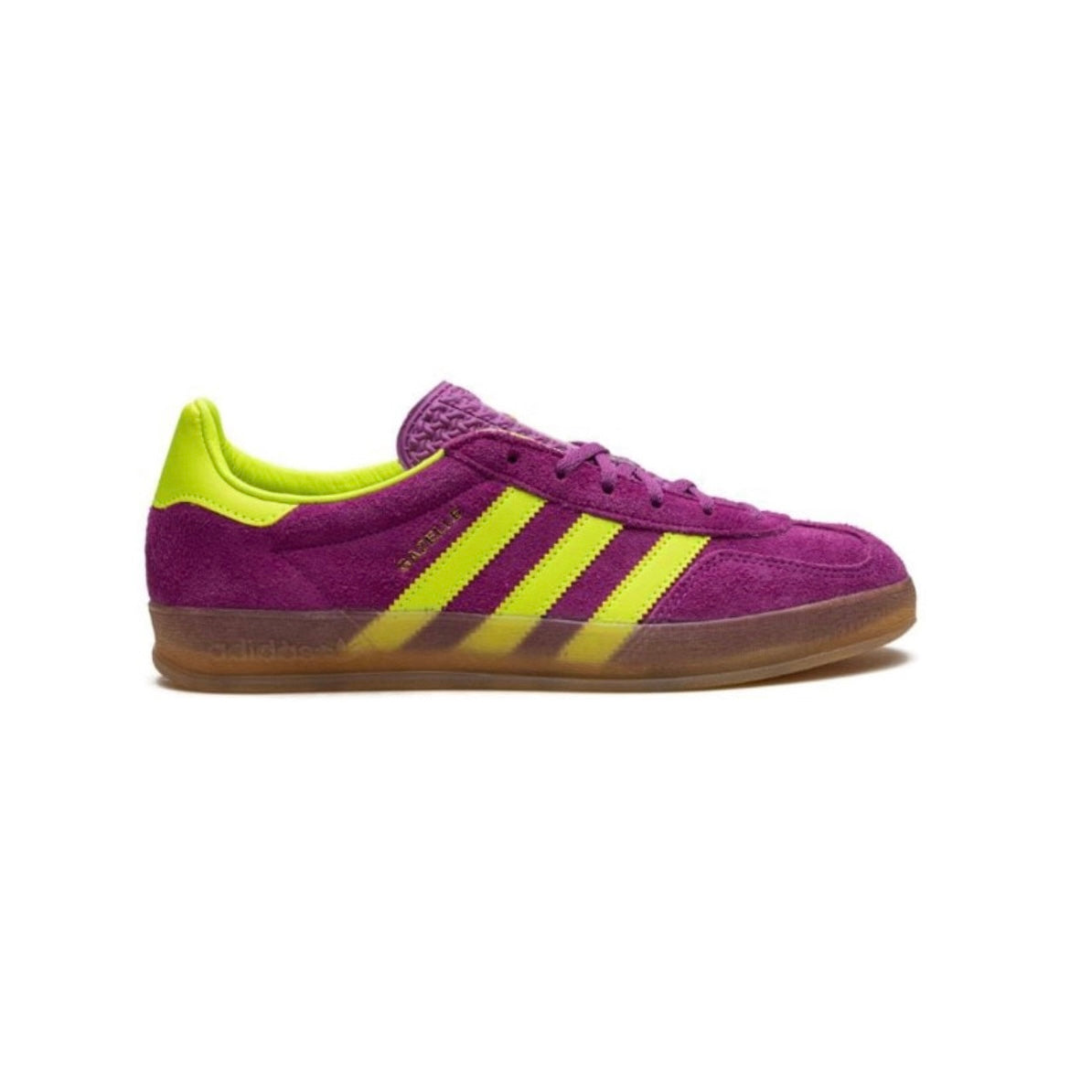 Sneakers Adidas Gazelle Indoor Viola Shock e Giallo Fluo in Suede