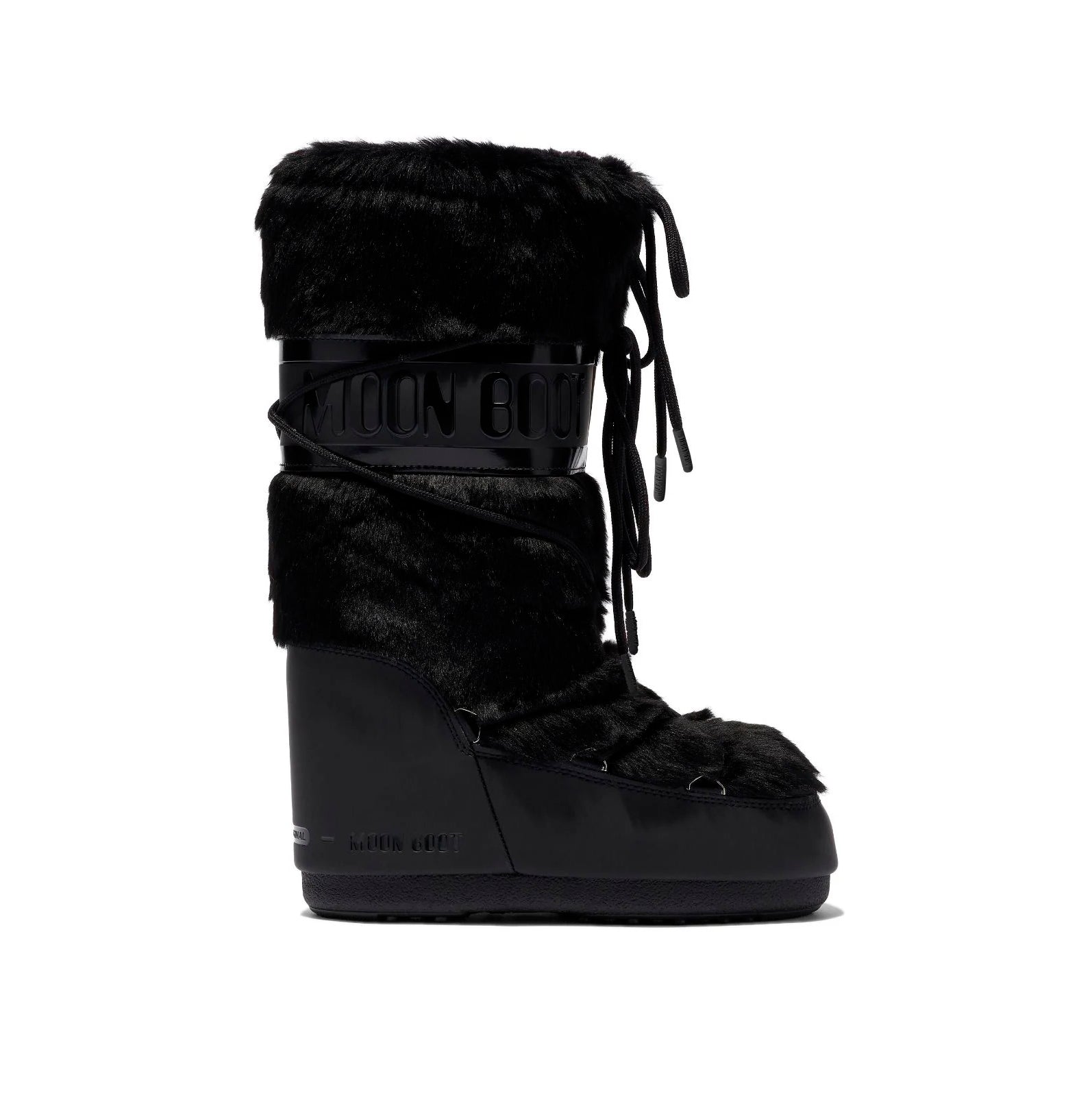 Moon Boot Icon Neri con Pelliccia Sintetica Stivali Invernali
