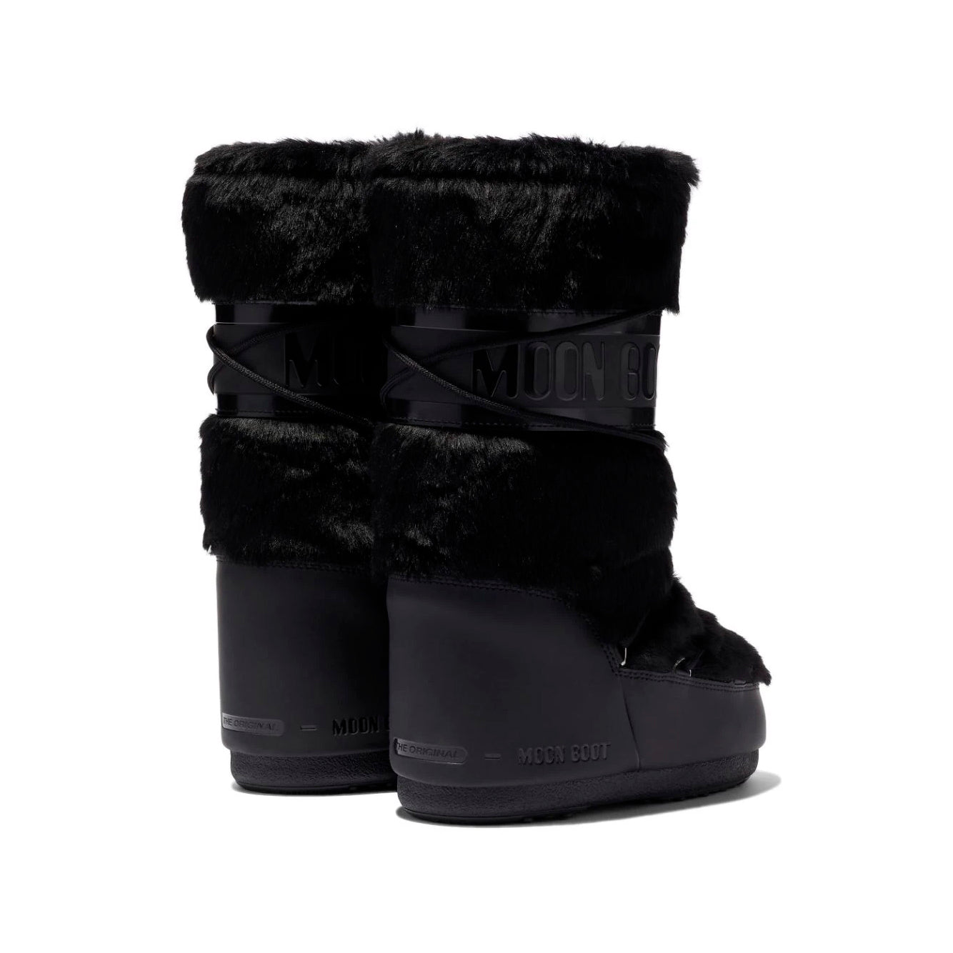 Moon Boot Icon Neri con Pelliccia Sintetica Stivali Invernali