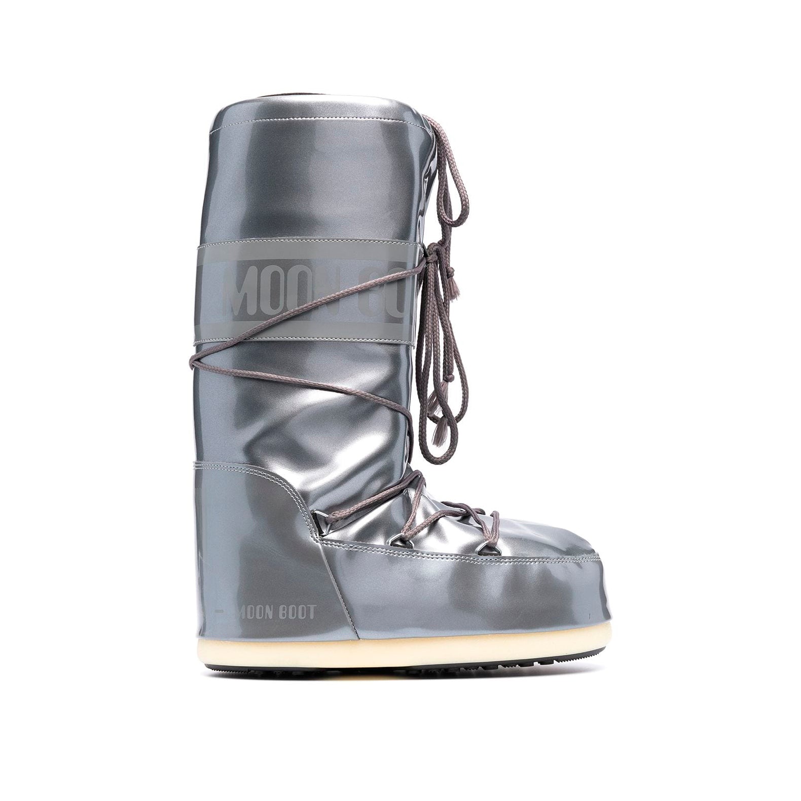 Moon Boot Icon Argento Metallizzato in Vinile Stivali Invernali