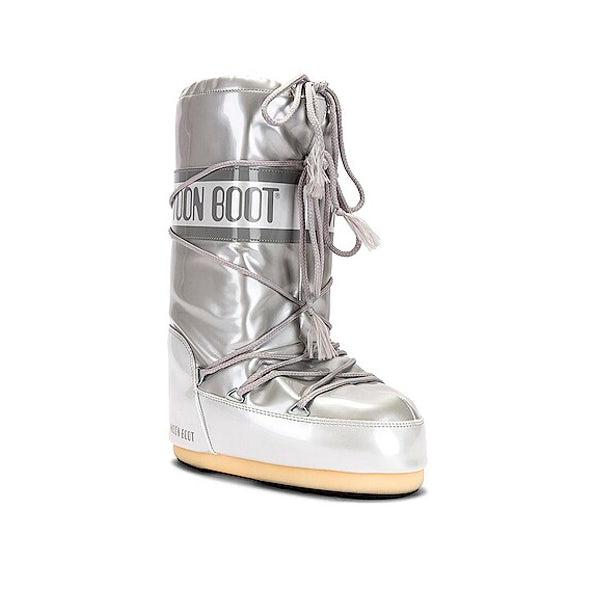 Moon Boot Icon Argento Metallizzato in Vinile Stivali Invernali